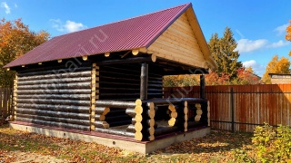 Баня 5×4 с рубленой террасой, 30 м²