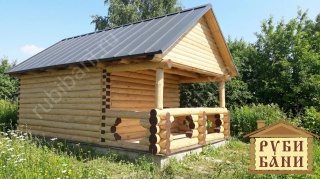 Баня 5×4 с рубленой террасой, 30 м²