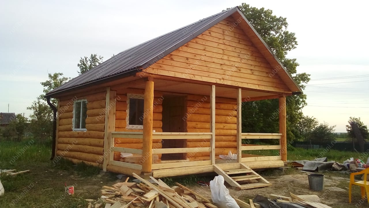 Баня 5 на 5 с террасой, сруб в лапу — фото 2 Баня 5 на 5 с террасой, сруб в лапу — фото 2