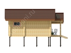 Баня из бревна 6 на 9 с террасой (ББН-49) 60 м²