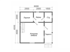 Баня 6 на 6 с мансардой (БН-30) 36 м²