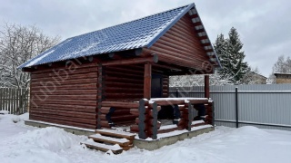 Баня 5×4 с рубленой террасой, 30 м²