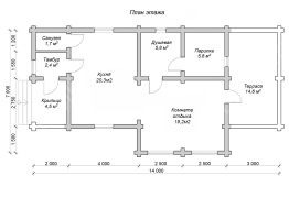 Баня из бревна 7×14 (ББ-18), 98 м²
