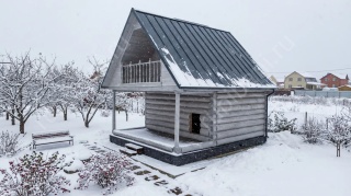 Баня с верандой на крыше 25 м²