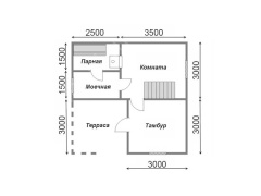 Баня из бруса 6 на 6 с беседкой (БН-27) 36 м²