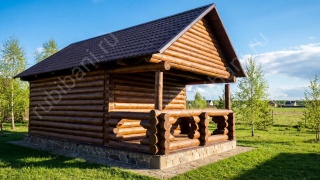 Баня 5×4 с рубленой террасой, 30 м²