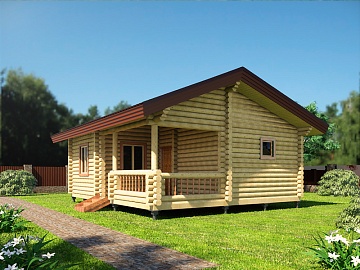 Баня из оцилиндрованного бревна 7×8 м (ББ-48), 48 м²